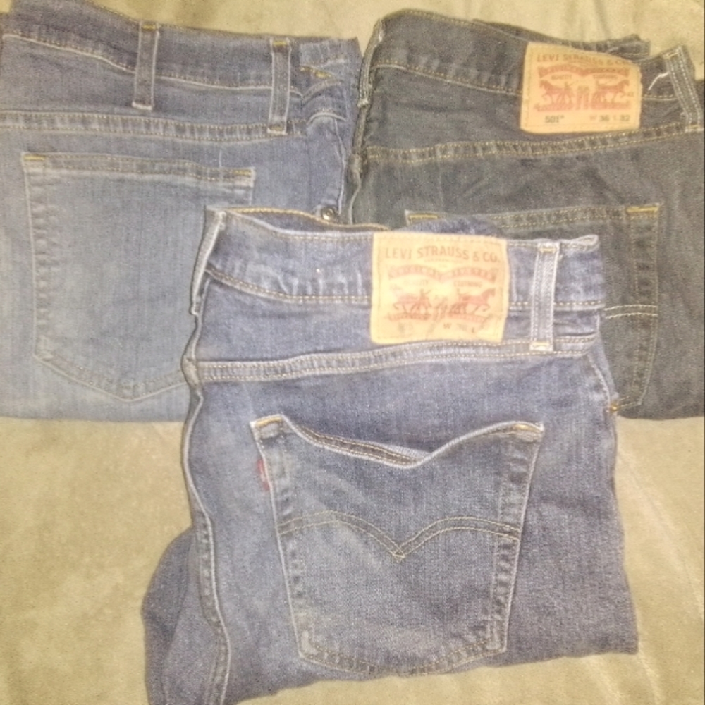 two pairs Levi's jeans 36×32 one off brand